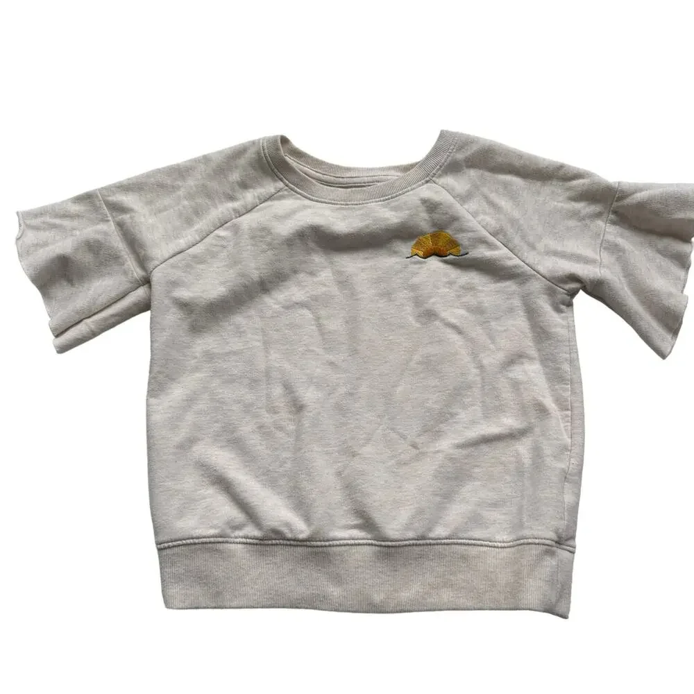 Gymboree Beige Sunset Embroidered Ruffle Sleeve Sweatshirt